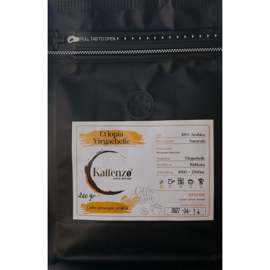 Etiopia Yirgacheffe pachet cafea boabe 200 gr Cafea boabe
