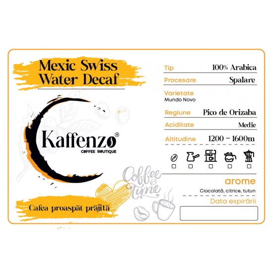 Mexic Decaf Swiss Water pachet cafea boabe 200 gr Cafea boabe